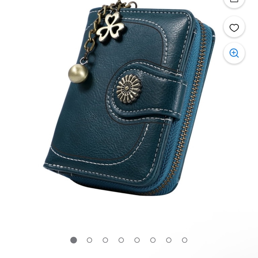 Chic Teal Wallet with Chain Charm - Picture 5 of 7